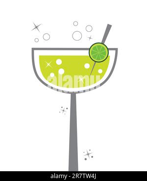 Mignon alcool margarita citron vert boisson Illustration de Vecteur