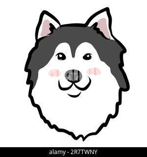 Illustration vectorielle de dessin animé pour chien Husky de Sibérie Illustration de Vecteur