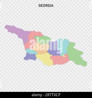 Carte couleur isolée de la Géorgie avec frontières des régions Illustration de Vecteur