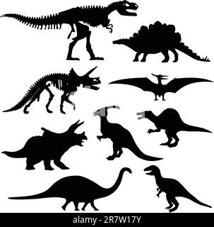 Un ensemble de dinosaures de l'époque préhistorique. Illustration de Vecteur