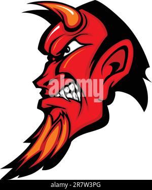 Image vectorielle Mascot graphique d'un profil de diable de démon rouge avec des cornes Illustration de Vecteur