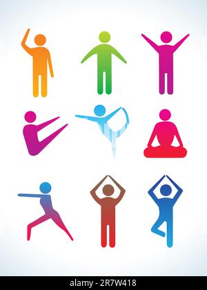 illustration vectorielle de l'icône représentant un personnage de yoga coloré Illustration de Vecteur