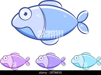 Ensemble de poissons de dessin animé isolé sur fond blanc. Illustration vectorielle Illustration de Vecteur