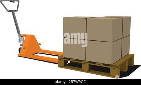 Cases de transpalette. Chariot élévateur à fourche. Vector illustration Illustration de Vecteur