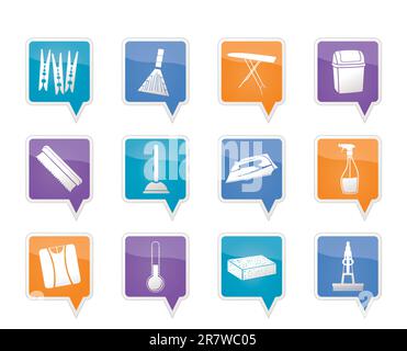 Objets et outils accueil icônes - vector icon set Illustration de Vecteur