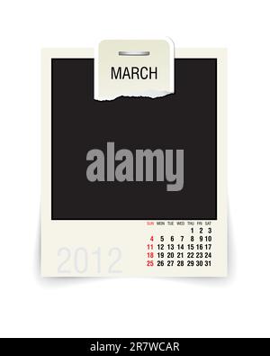 Calendrier avec photoframe vierge - vector illustration Illustration de Vecteur