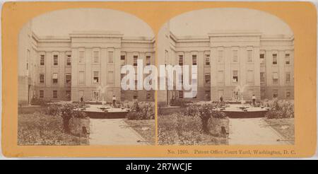 Cour du bâtiment du Bureau des brevets, Washington, D. C. c. 1875 Banque D'Images