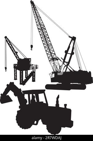 Vector silhouettes d'engins de construction. Illustration de Vecteur