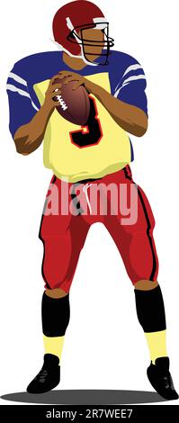 American football player s silhouettes en action. Vector illustration Illustration de Vecteur