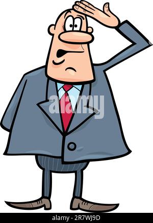 Cartoon illustration humoristique de funny businessman confus Illustration de Vecteur