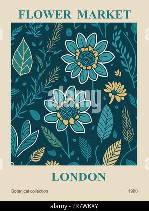 Résumé Flower Market London poster vector art Illustration de Vecteur