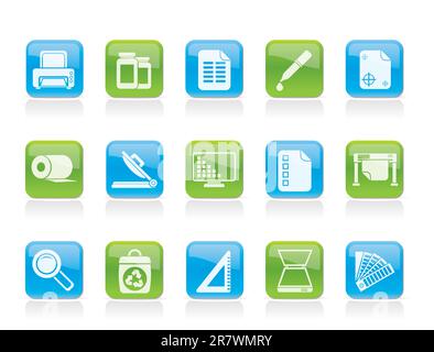 Icônes d'impression commerciale - vector icon set Illustration de Vecteur