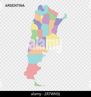 Carte couleur isolée de l'Argentine avec frontières des régions Illustration de Vecteur