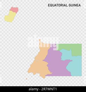 Carte couleur isolée de la Guinée équatoriale avec frontières des régions Illustration de Vecteur