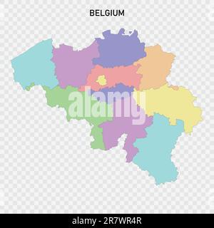 Carte couleur isolée de la Belgique avec frontières des régions Illustration de Vecteur