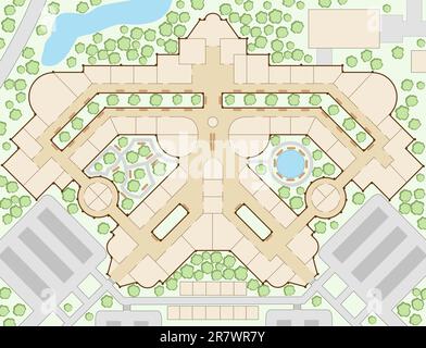 Illustration vectorielle modifiable d'une carte de centre commercial générique sans libellé Illustration de Vecteur