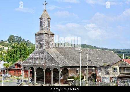 Ancienne église en bois de Santa María de Loreto (Iglesia de Achao / Iglesia Santa María de Loreto), Achao Banque D'Images