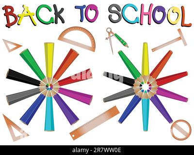 L'école des crayons bannière contre fond blanc, abstract vector art illustration Illustration de Vecteur