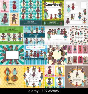 Carte autochtone de l'Afrique de dessin animé Illustration de Vecteur