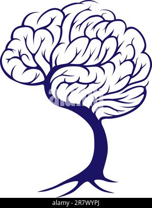 Un arbre qui grandit dans la forme d'un cerveau Illustration de Vecteur