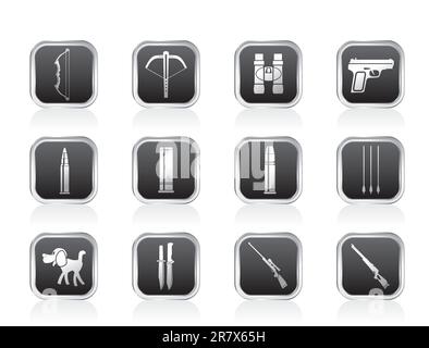 Icônes d'armes de chasse et - Vector Icon Set Illustration de Vecteur