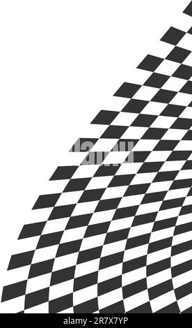 Drapeau de course ou arrière-plan de chevêtre vertical. Motif de carrés noirs et blancs déformé. Texture de bobinage à carreaux. Motocross, rallye, voiture de sport Illustration de Vecteur