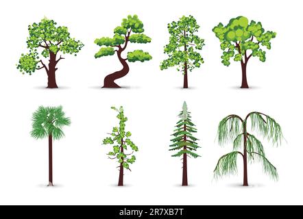 Icônes d'arbres Illustration de Vecteur