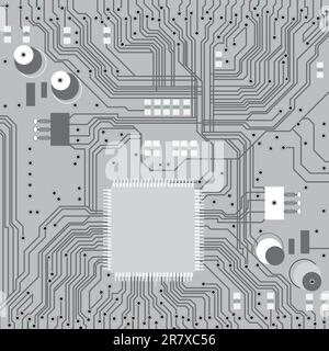 Carte de circuit électronique à vecteur avec puce, technologie, fond de puce Illustration de Vecteur