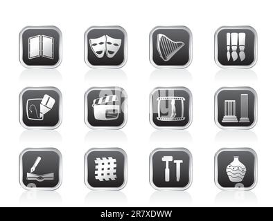 Différents types d'icônes artistiques - ensemble d'icônes vectorielles Illustration de Vecteur