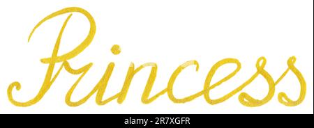 Princesse or lettrage mot or typographie art isolé Banque D'Images