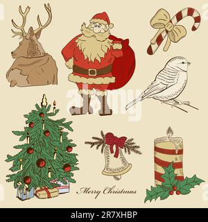Ensemble de Noël vectorisé à la main Illustration de Vecteur