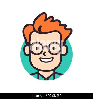 Avatar de personnage masculin avec lunettes. Style moderne et coloré. Portrait masculin sur fond blanc Illustration de Vecteur