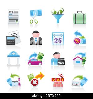 Les impôts, le commerce et la finance icons - vector icon set Illustration de Vecteur