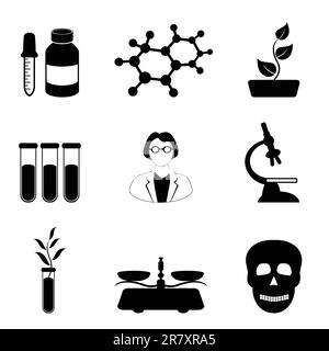 Icône en sciences, biologie et chimie en noir Illustration de Vecteur