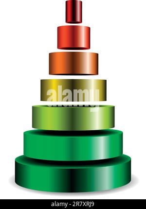 illustration d'une pyramide de cylindre métallique en tranches remplie de différentes couleurs Illustration de Vecteur