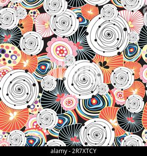 motif abstrait coloré sans couture avec différents éléments ronds Illustration de Vecteur