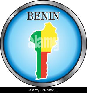 Vector Illustration pour le Bénin, bouton rond. Illustration de Vecteur