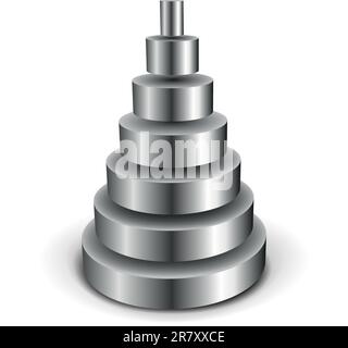 illustration d'une pyramide de cylindre métallique en tranches Illustration de Vecteur