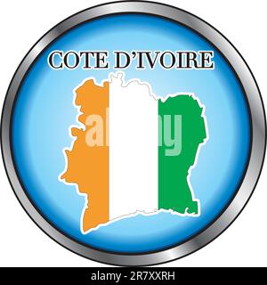 Illustration vectorielle pour la Côte d'Ivoire, bouton rond. Illustration de Vecteur