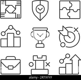 Ensemble d'icônes linéaires pixel Perfect pour le développement et la coopération d'entreprise Illustration de Vecteur
