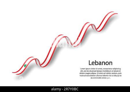 Ruban ou bannière agitant avec drapeau du Liban. Modèle pour le jour d'indépendance Illustration de Vecteur