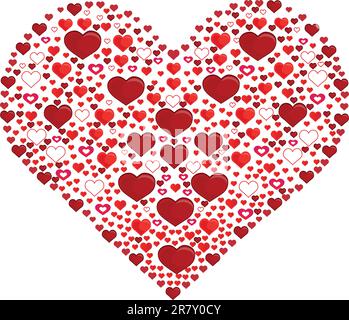 Grand coeur fait de petits coeurs jolis Illustration de Vecteur