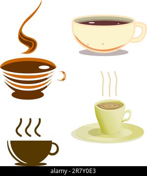 Un pack d'illustrations vectorielles de tasses à café de styles différents. Illustration de Vecteur