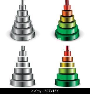 illustration de différentes pyramides de cylindre métallique en tranches Illustration de Vecteur