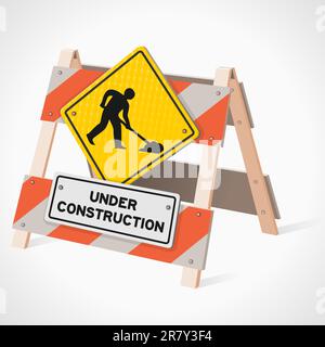 Le panneau de signalisation « travail de route devant » est un avertissement de circulation au format vectoriel Illustration de Vecteur