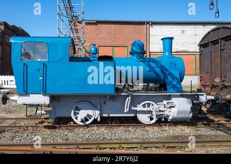 Locomotive-citerne au Musée du port à l'abri 50a dans le port de Hambourg. Dans le passé, la Locomotive était en service pour le chemin de fer du port de Hambourg Banque D'Images