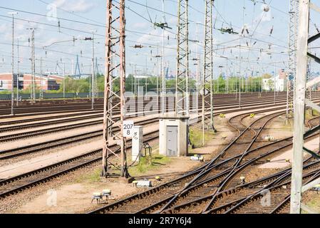 Le chemin de fer du port, appelé Hamburger Hafenbahn, dispose d'un grand réseau ferroviaire dans le port et autour de la ville. Le chemin de fer du port date du Banque D'Images