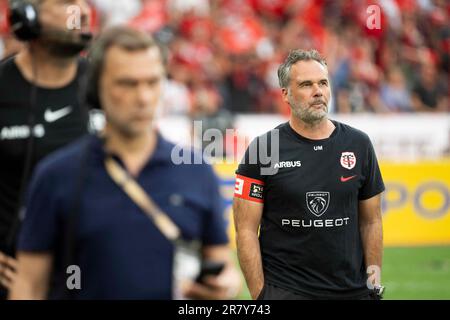 Saint Denis, France. 18th juin 2023. Ugo Mola lors du match de rugby final de Top14 entre le Stade Toulousain Rugby (Toulouse) et le Stade Rochelais (la Rochelle) au Stade de France à Saint-Denis, dans la banlieue nord de Paris, sur 17 juin 2023. Photo par Eliot Blondt/ABACAPRESS.COM crédit: Abaca Press/Alay Live News Banque D'Images