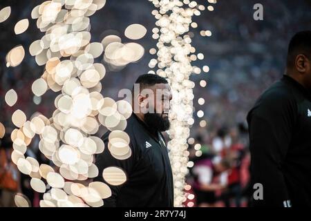 Saint Denis, France. 18th juin 2023. Uini Atonio lors du match de rugby Top14 entre le Stade Toulousain Rugby (Toulouse) et le Stade Rochelais (la Rochelle) au Stade de France à Saint-Denis, dans la banlieue nord de Paris, sur 17 juin 2023. Photo par Eliot Blondt/ABACAPRESS.COM crédit: Abaca Press/Alay Live News Banque D'Images