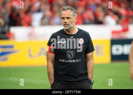 Saint Denis, France. 18th juin 2023. Ugo Mola lors du match de rugby final de Top14 entre le Stade Toulousain Rugby (Toulouse) et le Stade Rochelais (la Rochelle) au Stade de France à Saint-Denis, dans la banlieue nord de Paris, sur 17 juin 2023. Photo par Eliot Blondt/ABACAPRESS.COM crédit: Abaca Press/Alay Live News Banque D'Images